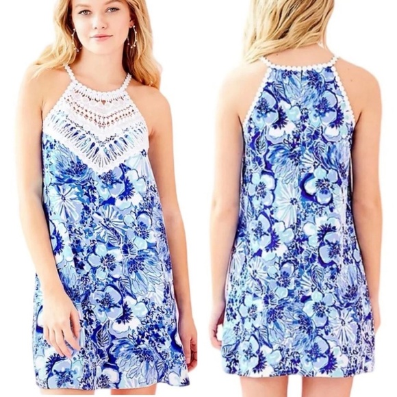 Lilly Pulitzer Dresses & Skirts - LILLY PULITZER Pearl Soft Lace Shift Dress in Coastal Blue Catch N’ Keep Size 2